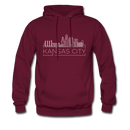Kansas City, Missouri Hoodie - Skyline Kansas City Crewneck Hooded Sweatshirt - burgundy