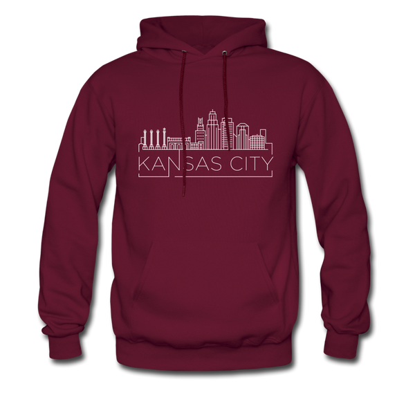 Kansas City, Missouri Hoodie - Skyline Kansas City Crewneck Hooded Sweatshirt - burgundy
