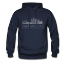 Kansas City, Missouri Hoodie - Skyline Kansas City Crewneck Hooded Sweatshirt - navy