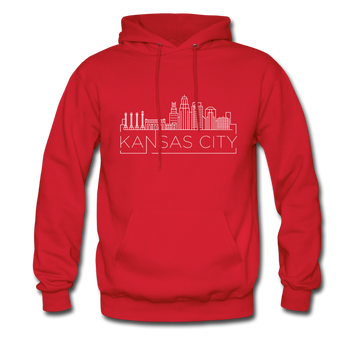 Kansas City, Missouri Hoodie - Skyline Kansas City Crewneck Hooded Sweatshirt - red