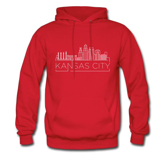 Kansas City, Missouri Hoodie - Skyline Kansas City Crewneck Hooded Sweatshirt - red