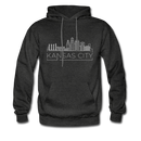 Kansas City, Missouri Hoodie - Skyline Kansas City Crewneck Hooded Sweatshirt - charcoal gray