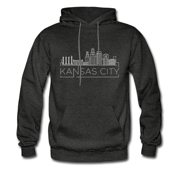 Kansas City, Missouri Hoodie - Skyline Kansas City Crewneck Hooded Sweatshirt - charcoal gray