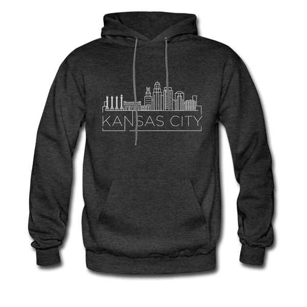 Kansas City, Missouri Hoodie - Skyline Kansas City Crewneck Hooded Sweatshirt - charcoal gray