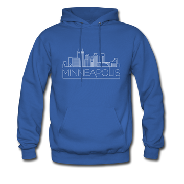 Minneapolis, Minnesota Hoodie - Skyline Minneapolis Crewneck Hooded Sweatshirt - royal blue