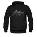 Minneapolis, Minnesota Hoodie - Skyline Minneapolis Crewneck Hooded Sweatshirt - black