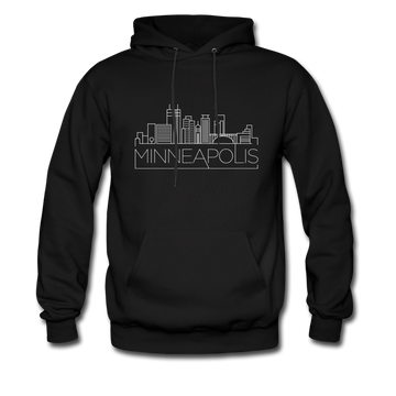 Minneapolis, Minnesota Hoodie - Skyline Minneapolis Crewneck Hooded Sweatshirt - black