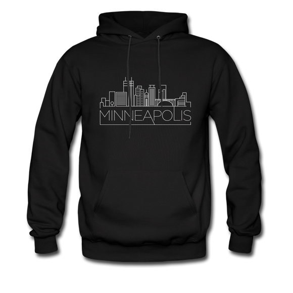 Minneapolis, Minnesota Hoodie - Skyline Minneapolis Crewneck Hooded Sweatshirt - black