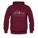 Minneapolis, Minnesota Hoodie - Skyline Minneapolis Crewneck Hooded Sweatshirt - burgundy