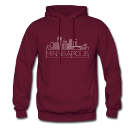 Minneapolis, Minnesota Hoodie - Skyline Minneapolis Crewneck Hooded Sweatshirt - burgundy