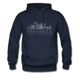 Minneapolis, Minnesota Hoodie - Skyline Minneapolis Crewneck Hooded Sweatshirt - navy
