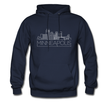 Minneapolis, Minnesota Hoodie - Skyline Minneapolis Crewneck Hooded Sweatshirt - navy