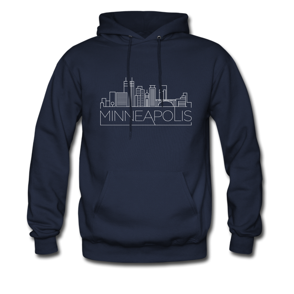 Minneapolis, Minnesota Hoodie - Skyline Minneapolis Crewneck Hooded Sweatshirt - navy