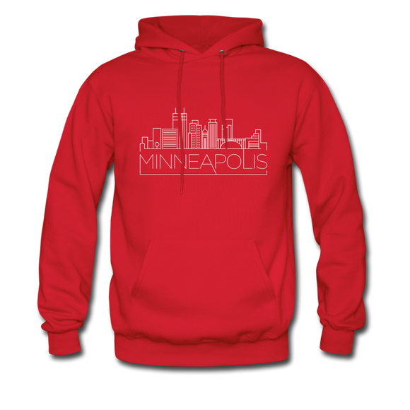 Minneapolis, Minnesota Hoodie - Skyline Minneapolis Crewneck Hooded Sweatshirt - red