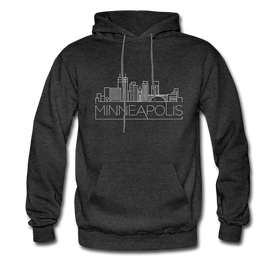 Minneapolis, Minnesota Hoodie - Skyline Minneapolis Crewneck Hooded Sweatshirt - charcoal gray