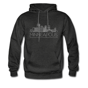 Minneapolis, Minnesota Hoodie - Skyline Minneapolis Crewneck Hooded Sweatshirt - charcoal gray
