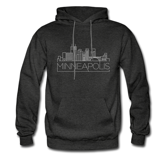 Minneapolis, Minnesota Hoodie - Skyline Minneapolis Crewneck Hooded Sweatshirt - charcoal gray
