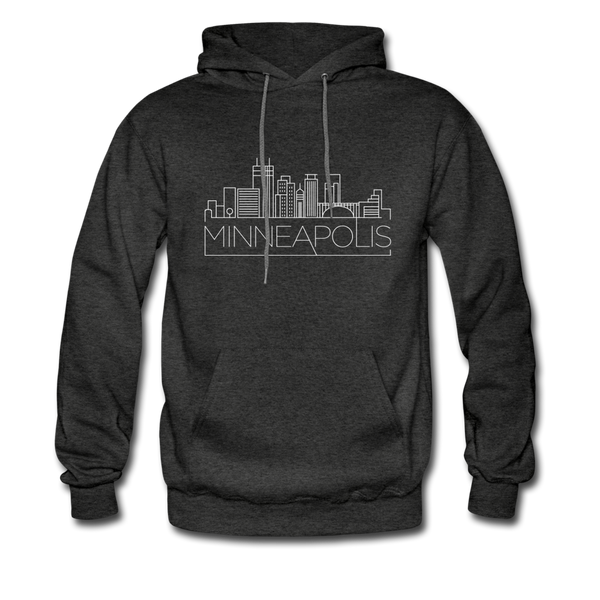 Minneapolis, Minnesota Hoodie - Skyline Minneapolis Crewneck Hooded Sweatshirt - charcoal gray