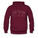 Miami, Florida Hoodie - Skyline Miami Crewneck Hooded Sweatshirt - burgundy