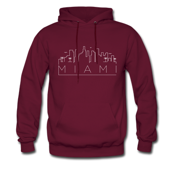 Miami, Florida Hoodie - Skyline Miami Crewneck Hooded Sweatshirt - burgundy
