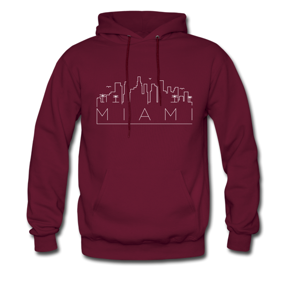 Miami, Florida Hoodie - Skyline Miami Crewneck Hooded Sweatshirt - burgundy
