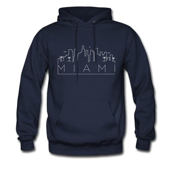 Miami, Florida Hoodie - Skyline Miami Crewneck Hooded Sweatshirt - navy