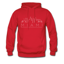Miami, Florida Hoodie - Skyline Miami Crewneck Hooded Sweatshirt - red