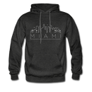 Miami, Florida Hoodie - Skyline Miami Crewneck Hooded Sweatshirt - charcoal gray