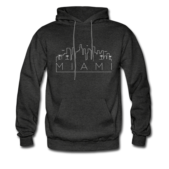 Miami, Florida Hoodie - Skyline Miami Crewneck Hooded Sweatshirt - charcoal gray