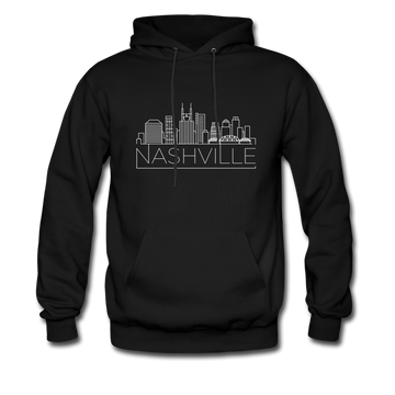 Nashville, Tennessee Hoodie - Skyline Nashville Crewneck Hooded Sweatshirt - black