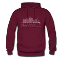 Nashville, Tennessee Hoodie - Skyline Nashville Crewneck Hooded Sweatshirt - burgundy