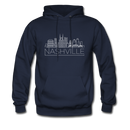 Nashville, Tennessee Hoodie - Skyline Nashville Crewneck Hooded Sweatshirt - navy