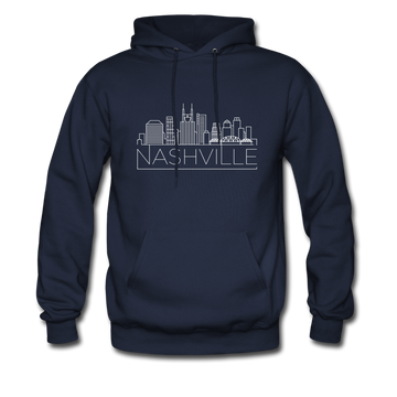 Nashville, Tennessee Hoodie - Skyline Nashville Crewneck Hooded Sweatshirt - navy