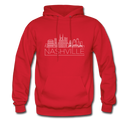 Nashville, Tennessee Hoodie - Skyline Nashville Crewneck Hooded Sweatshirt - red