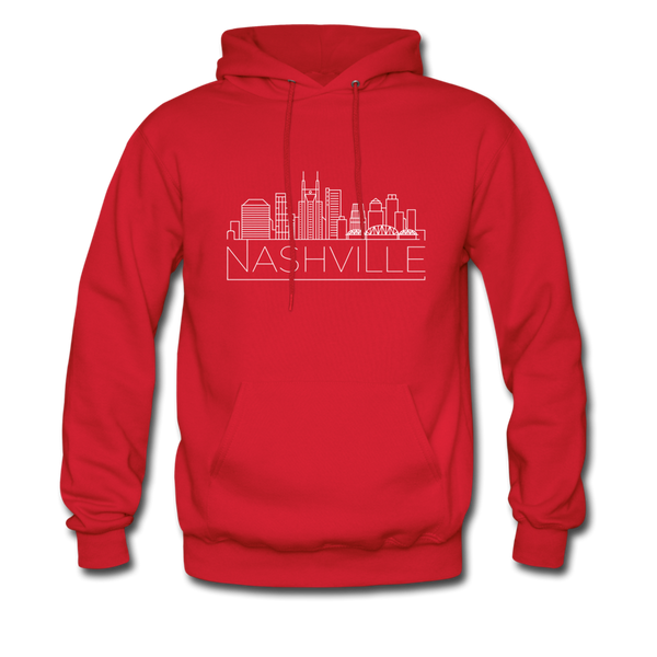 Nashville, Tennessee Hoodie - Skyline Nashville Crewneck Hooded Sweatshirt - red