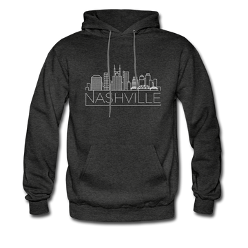 Nashville, Tennessee Hoodie - Skyline Nashville Crewneck Hooded Sweatshirt - charcoal gray