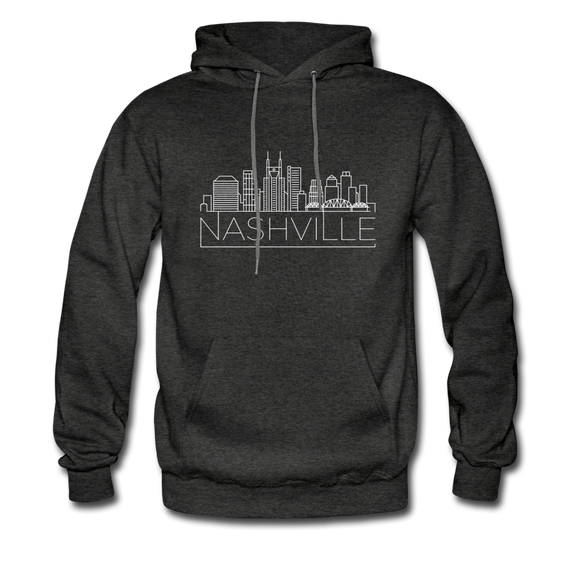 Nashville, Tennessee Hoodie - Skyline Nashville Crewneck Hooded Sweatshirt - charcoal gray