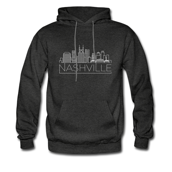 Nashville, Tennessee Hoodie - Skyline Nashville Crewneck Hooded Sweatshirt - charcoal gray