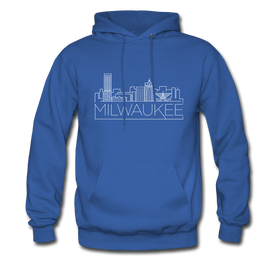 Milwaukee, Wisconsin Hoodie - Skyline Milwaukee Crewneck Hooded Sweatshirt - royal blue