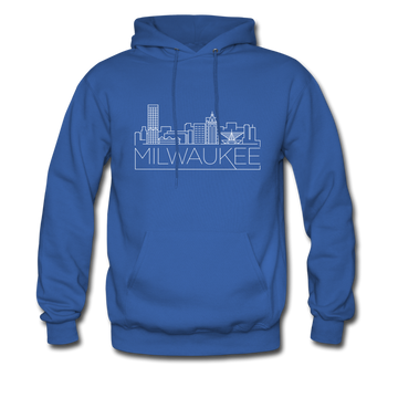 Milwaukee, Wisconsin Hoodie - Skyline Milwaukee Crewneck Hooded Sweatshirt - royal blue