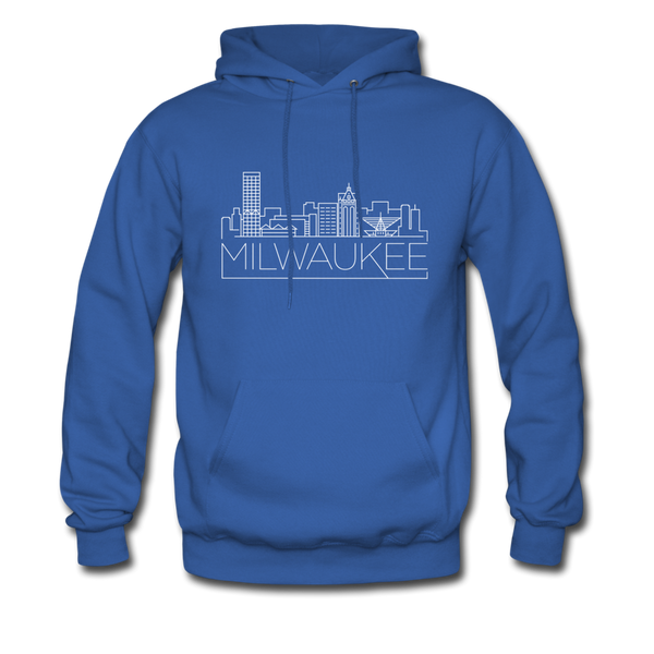 Milwaukee, Wisconsin Hoodie - Skyline Milwaukee Crewneck Hooded Sweatshirt - royal blue
