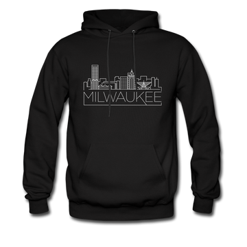 Milwaukee, Wisconsin Hoodie - Skyline Milwaukee Crewneck Hooded Sweatshirt - black
