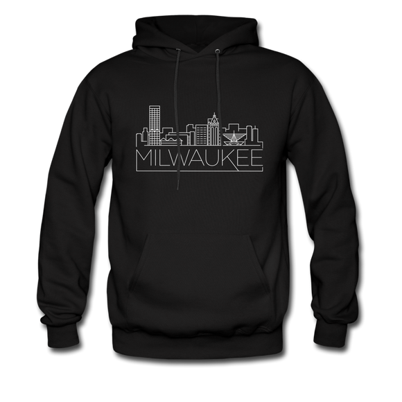 Milwaukee, Wisconsin Hoodie - Skyline Milwaukee Crewneck Hooded Sweatshirt - black