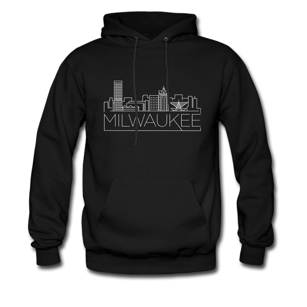 Milwaukee, Wisconsin Hoodie - Skyline Milwaukee Crewneck Hooded Sweatshirt - black