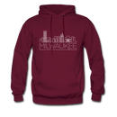 Milwaukee, Wisconsin Hoodie - Skyline Milwaukee Crewneck Hooded Sweatshirt - burgundy