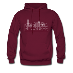 Milwaukee, Wisconsin Hoodie - Skyline Milwaukee Crewneck Hooded Sweatshirt - burgundy