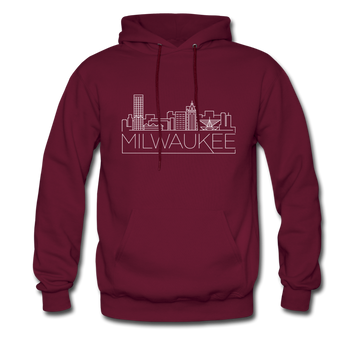 Milwaukee, Wisconsin Hoodie - Skyline Milwaukee Crewneck Hooded Sweatshirt - burgundy
