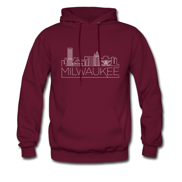 Milwaukee, Wisconsin Hoodie - Skyline Milwaukee Crewneck Hooded Sweatshirt - burgundy