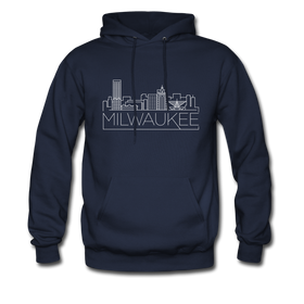 Milwaukee, Wisconsin Hoodie - Skyline Milwaukee Crewneck Hooded Sweatshirt - navy