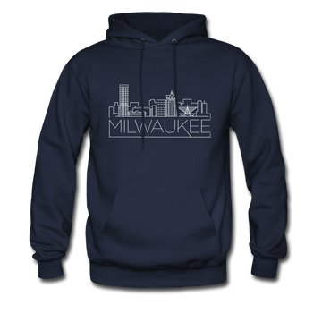 Milwaukee, Wisconsin Hoodie - Skyline Milwaukee Crewneck Hooded Sweatshirt - navy